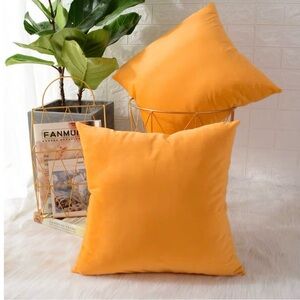 Solid Gold Velvet Decorative Pillow Cover (Set of 2)